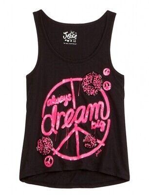 NWT Justice Girls Always Dream Big Sequin Neon Embellished Tank Top NEW