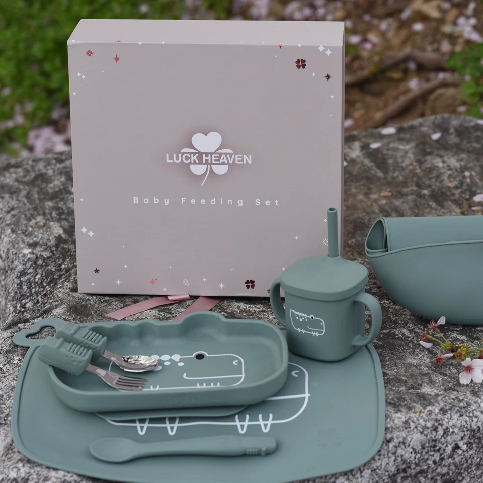 LUCK HEAVEN Juego de Alimentación de Silicona para Babero de Bebé Led Suministros de Destete con Cuenco Cucharas Foto 3 de 4