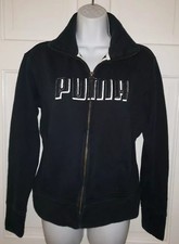 PUMA black Cotton Embroidered Logo Warm Up Zip Jacket S