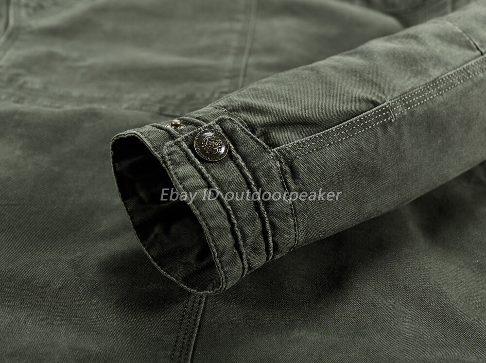 S-7XL Mens Spring Fall Coat Jacket Outwear Cotton Blend Zipper