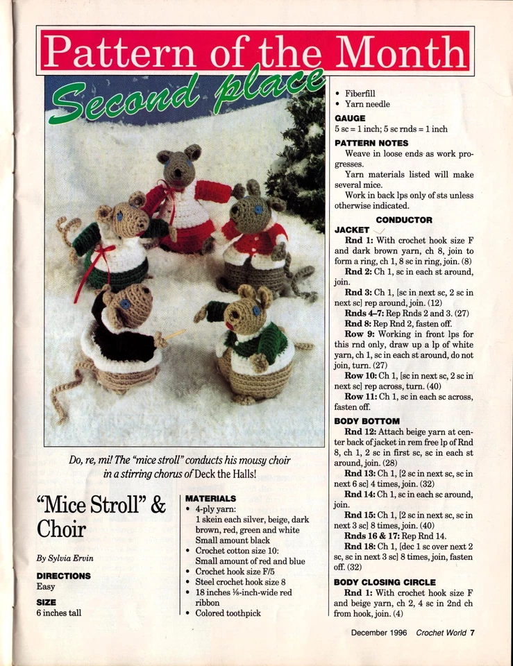 Crochet a Merry Christmas 奶奶阿富汗钩针世界杂志 1996 年 12 月 — 第 3/4 张图片