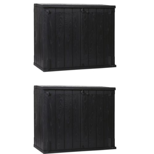 2x Black Garden Storage Box Toomax Stora Way XL 1270L Anthracite - Flat Pack New