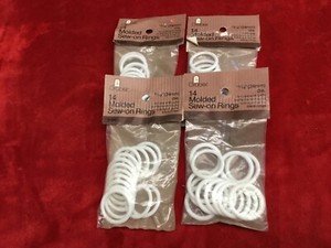 Graber White Plastic Molded Cafe Curtain / Tie Back Rings Sew On 15/16” 4 pkgs