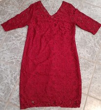 Chicwe Red Lace Dress 1x Stretch Lining Zipper Back Preowned