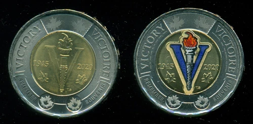2020 Canada $2 Victory Toonies Both Colourized and Non-Colourized