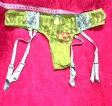 Vtg Sz M Skimpy Sheer Lace Bikini PANTIE Green Second Skin