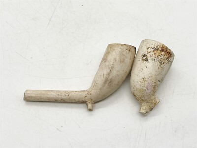 VINTAGE / ANTIQUE WHITE CLAY GENTS SMOKING PIPE 2 OF PLAIN