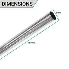 Wardrobe Pole Hanging Rail Chrome Clothes Pole 25mm Round Tube
