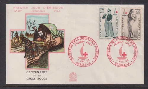 France 1963 Red Cross Set First Day Cover - Bordeaux Unaddressed # 477