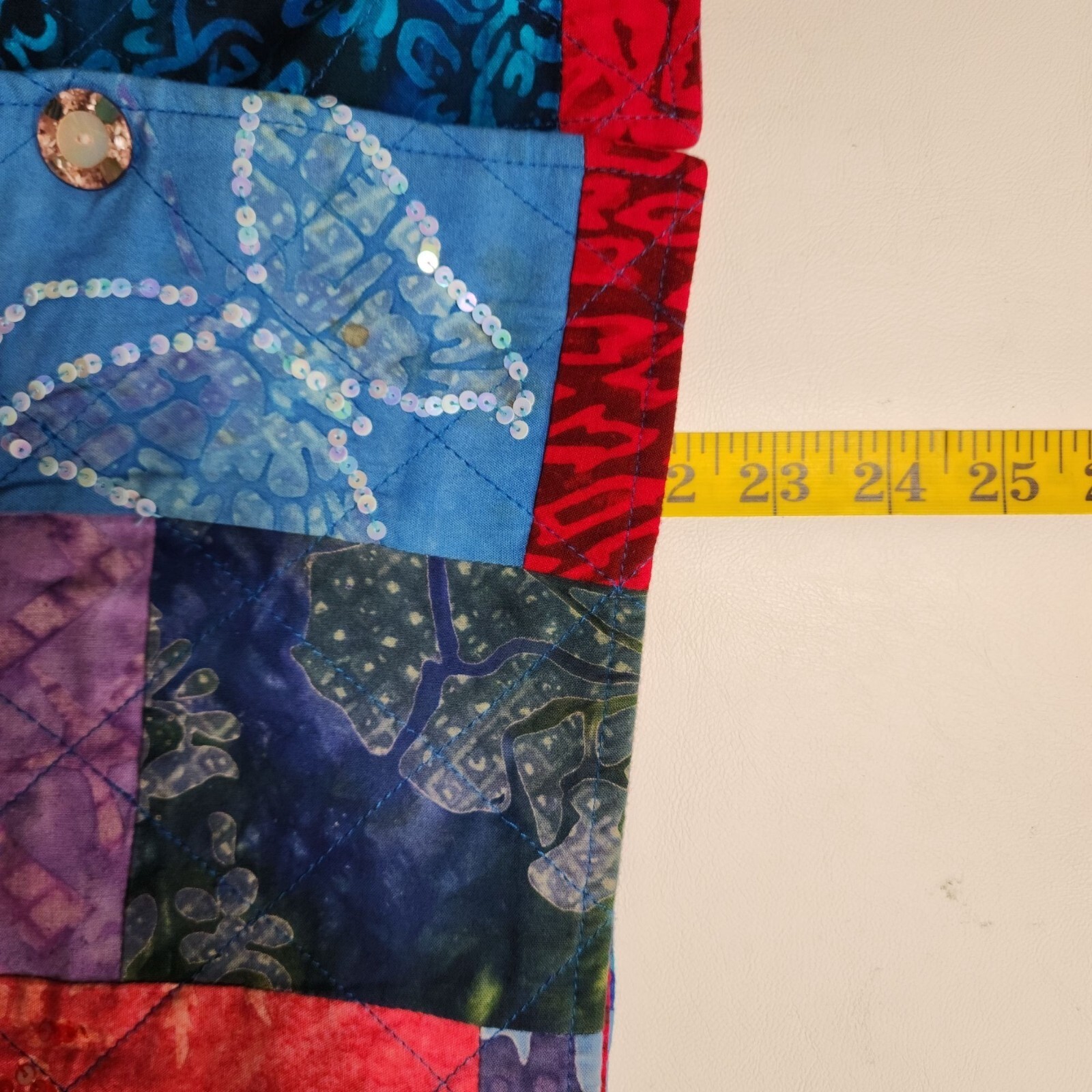 Patchwork Quilted Jacket Womens Medium Sequin Col… - image 9