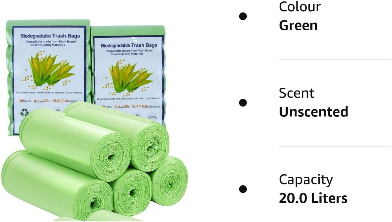 Bin bags, Biodegradable Small Bin Bags,trash liners bags 100PCS Pedal