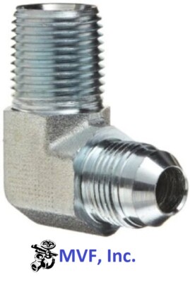 Hydraulic 37° Flare to 90° Pipe Adapter 3/8'' Male JIC x 1/8'' Male NPT 2501-06-02