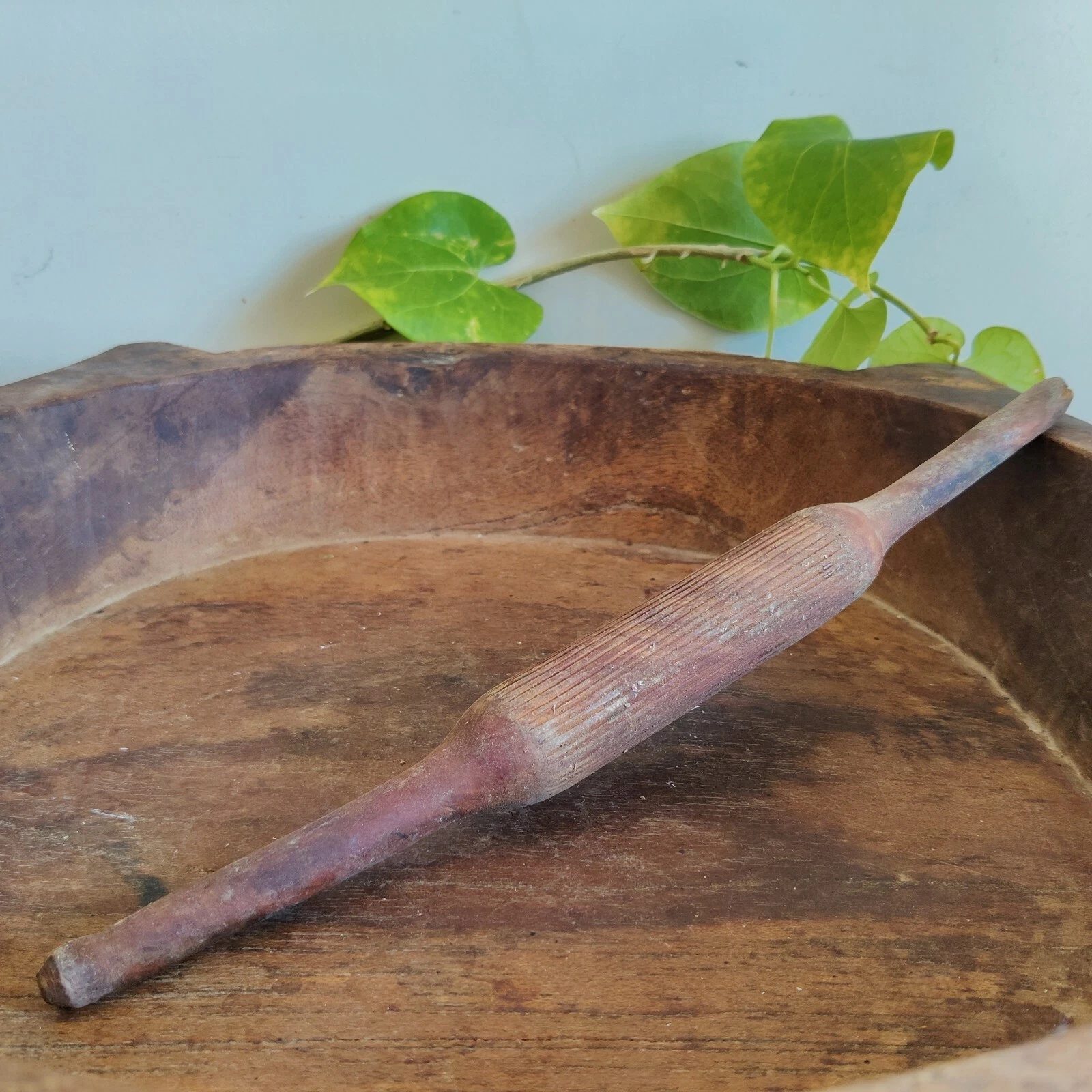 Vintage Primitive Original Handmade Tortilla Bread Baker Wooden Dough Roller E23