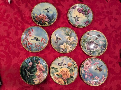 Pickard Set 8 Gems of Nature: Beautiful Hummingbirds Cyndi Nelson 6'' Plates
