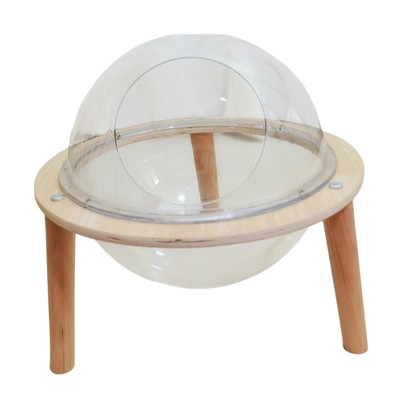 Space Capsule Katzenbett für Indoor Katzen Acryl Kuppel Holzständer Katzenspielzeug