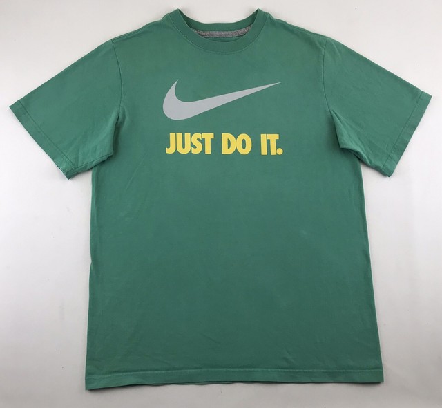 NIKE Youth Size XL Green TShirt JUST DO IT In Yellow Gray Swoosh 100