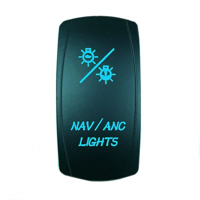BLUE 2 POSITION ROCKER SWITCH LASER ETCHED 20A 12V LED NAV/ANC OFFROAD