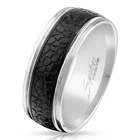 New Men's Women's Black Plated Centre Snake Pattern Stainless Steel Band Ring