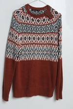 Primark Mens Nordic Style Knitted Jumper - Rust - Size S Small z-i3 