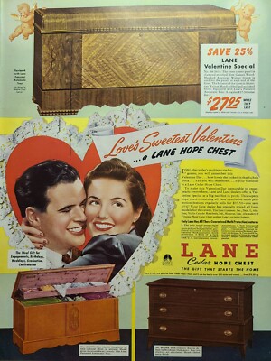 Vintage Print Ad 1942 WWII Lane Cedar Hope Chest Valentine