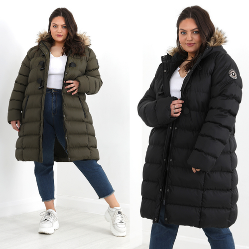 Womens Ladies Faux Fur Black Khaki 