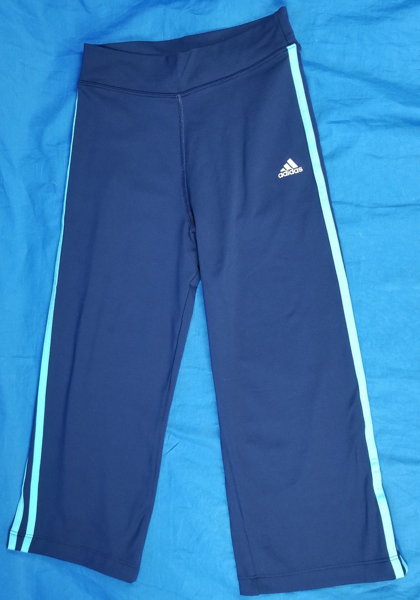 Used Adidas Dark Blue Teal Striped Womens Size M Medium