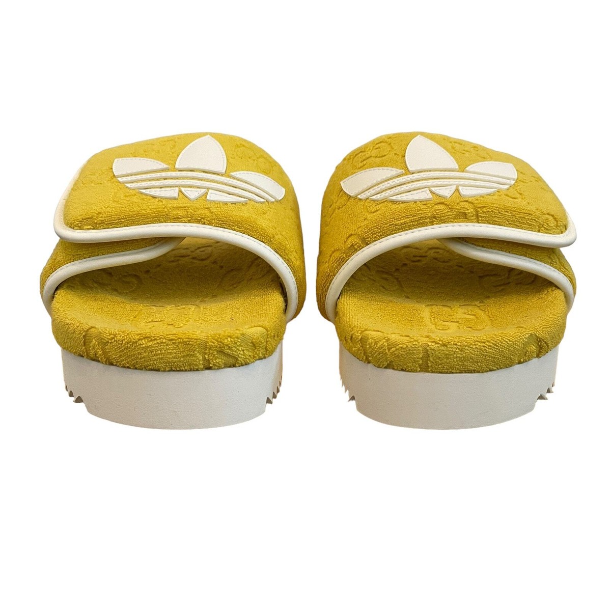 GUCCI x ADIDAS Women's GG Platform Sandals Yellow Cotton