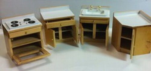 Complete Kitchen Set, Dolls House Miniature, Sink, Cooker, 1.12 Scale Miniatures - Afbeelding 1 van 2