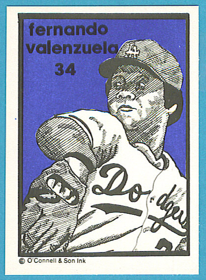 1984-1991 O'Connell Son Ink Mini Print #34 Fernando Valenzuela (Dodgers)