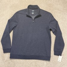 Croft  Barrow Extra Soft Pullover Men's Size Large Blue 1/4 Zip Fleece NWT NEW