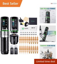 Tattoo Kit Rotary Pen Machine Cordless with 2 Batteries Power Supply Pro Artists