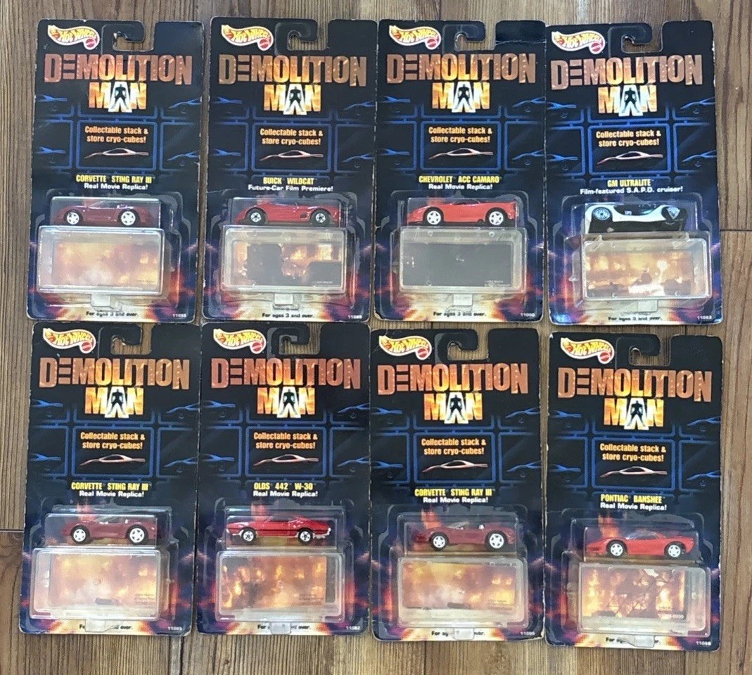 8 Hot Wheels Demolition Man Movie Cars With Cryo-Cubes Puzzle #1 2 3 5 8 9 NIB