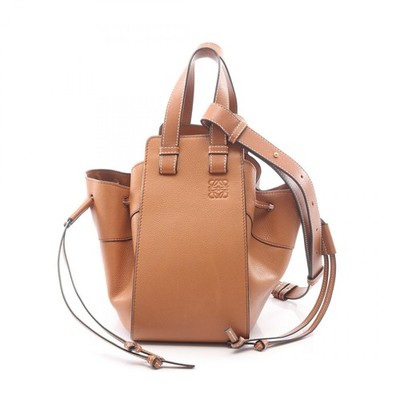 LOEWE Hammock Drawstring Small 2-Way Shoulder Handbag 314.12 Z95 leather Brown