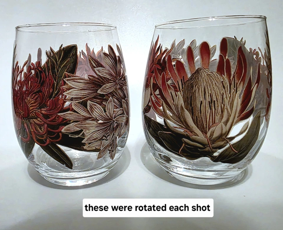 (255) Juego de 2 copas de vino nuevas sin tallo de crisantemo de otoño sin etiquetas por etiqueta Foto 4 de 4