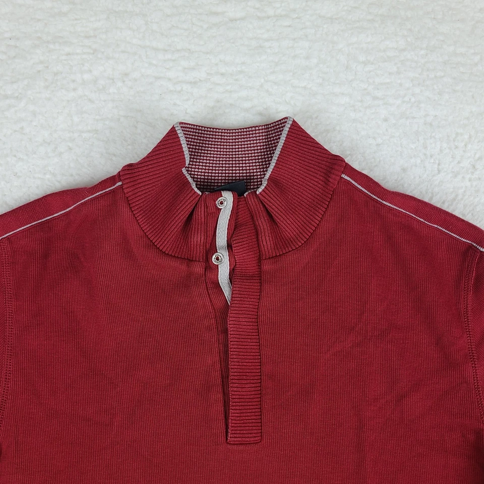 BOSS Hugo Boss Sweater Mens Large Red Piceno 01 Quarter Button Zip Sweatshirt - Image 4 of 4