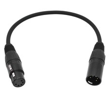 5Pin XLR DMX Cable GoldPlated Male To Female Microphone Cord Black 1 FT