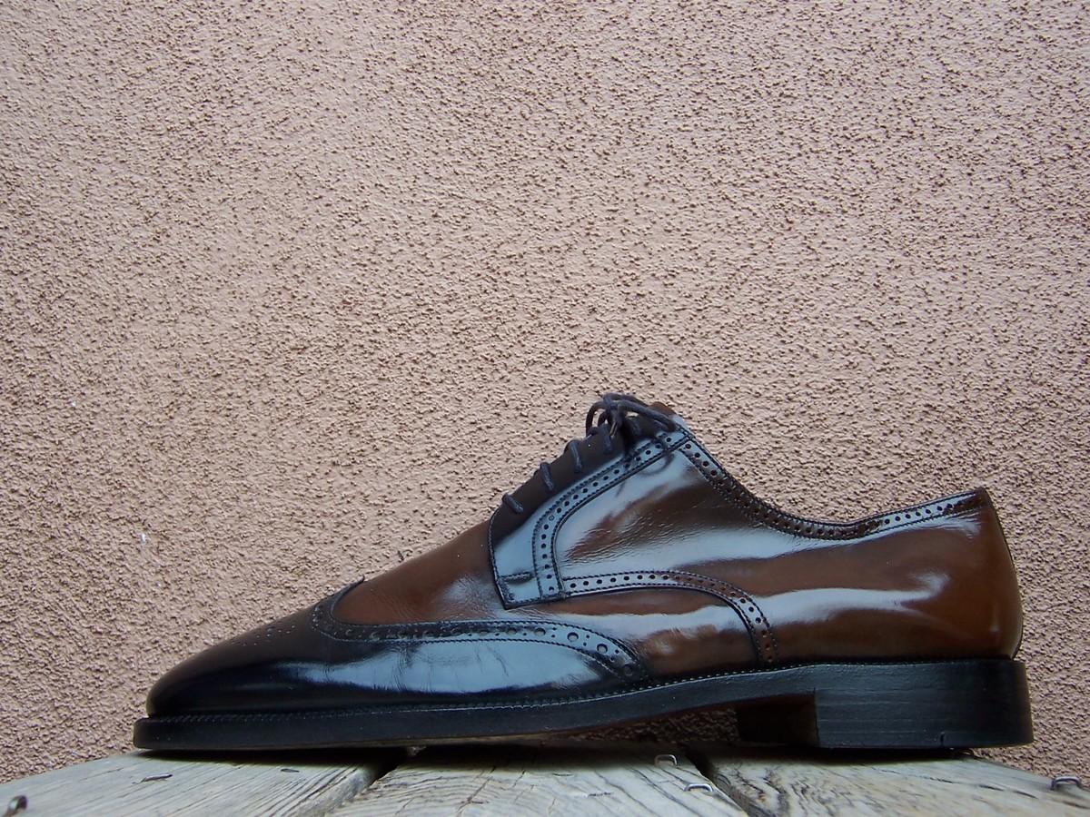 MORESCHI Mens Dress Shoes Black Brown Leather Italian  display picture 2