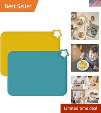 Silicone Placemats for Baby Kid, Stain-Proof Non-Slip Toddler Food Mats Eat...