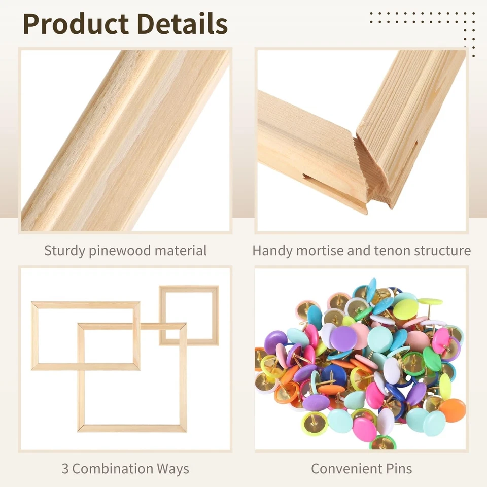 Barras de estirador de punta de aguja para costura - 8 tamaños con 100 pasadores, cuerda de lona... Foto 3 de 4