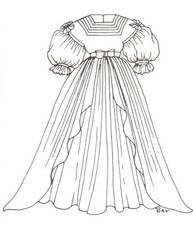 Period French German Victorian Anique Dress PATTERN for 16" to 17" Doll 307