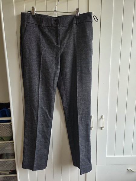 Sussan Pants Womens 12 Grey Marle Tailored Straight Leg Pockets Business Casual