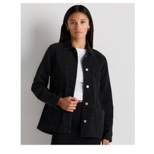 Quince Women’s Black Organic Cotton Comfort Stretch Chore Jacket Size XL NWT