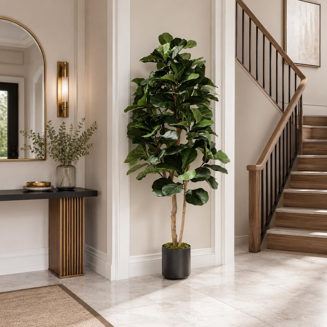 Artificial Ficus Tree Green 180cm (6ft) Realistic Home Decor Indoor Lifelike UK