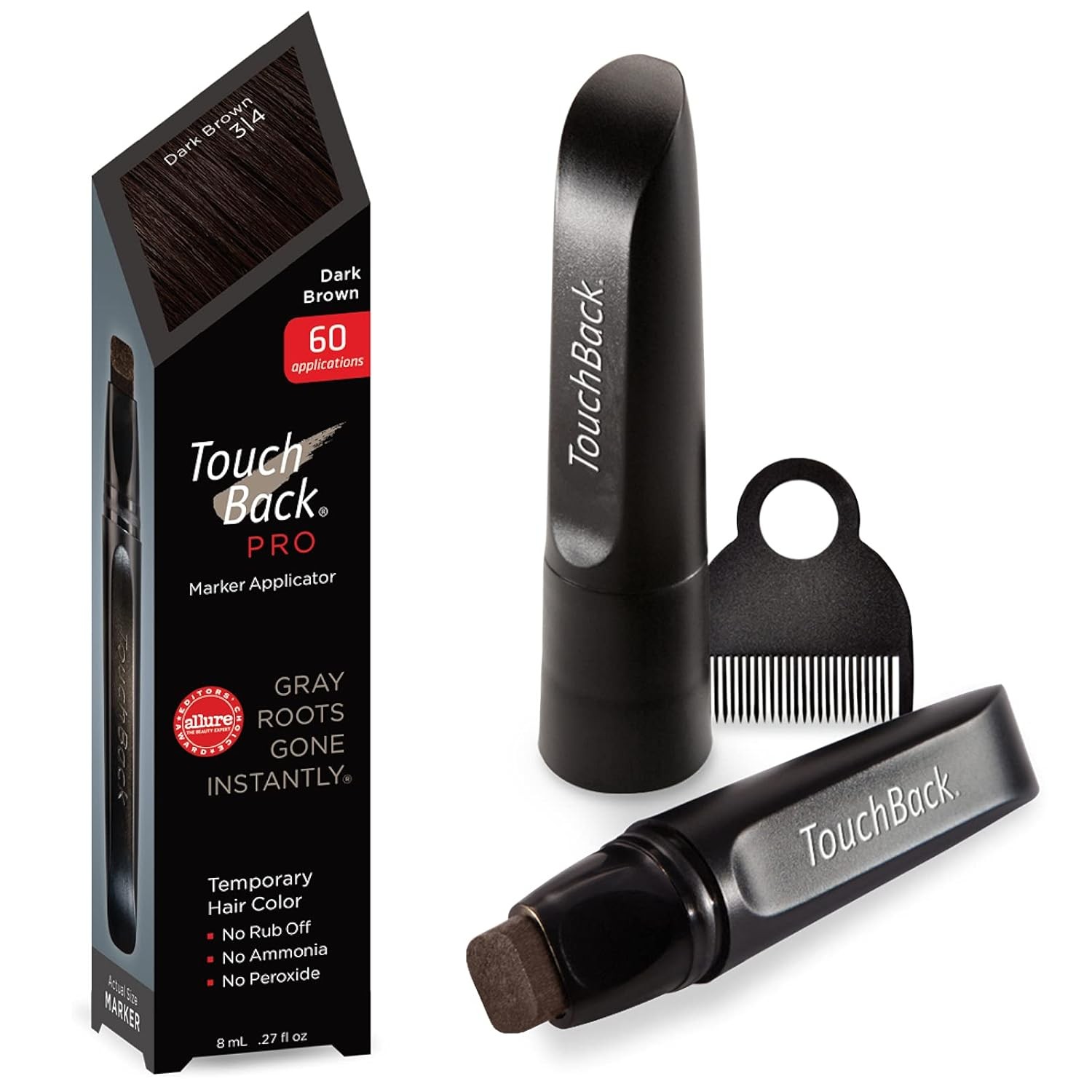PRO Dark Brown Gray Root Touch up Marker Applicator - Real H