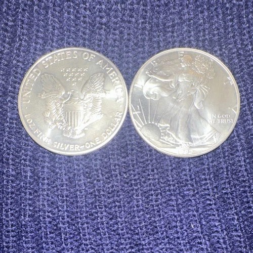 1992 U.S. Mint American Silver Eagle 1 oz .999 Fine Silver - 2 oz