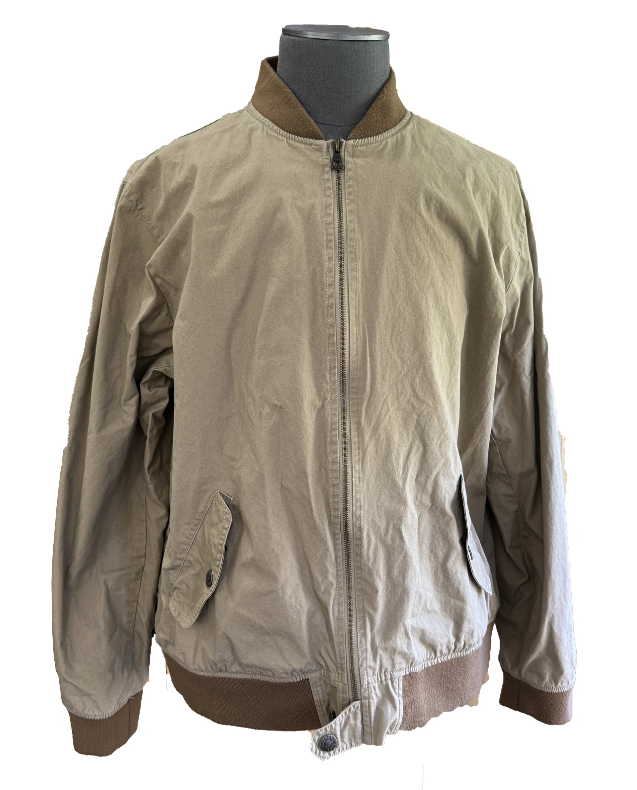 “Weatherproof Vintage Mens Bomber Jacket XXL Tan Light Weight Zip Front Big & Ta