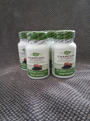 (4) Nature's Way Charcoal Activated Dietary Supplement 100 Caps - Exp 1/27+
