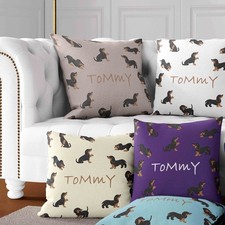 Personalised Cute Dachshund Name Colour Cushion Custom Dog Lover Gift Home Decor
