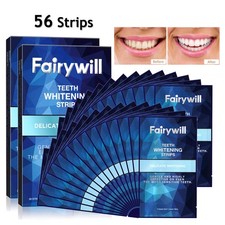 Fairywill 56PCS Teeth Whitening Strips Bleaching Beauty Dental Whitestrips 30min
