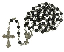 Black Hematite First Communion Rosary With Case For Boys 18 Inch Bead Prayer